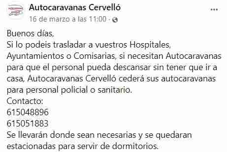 autocaravanas solidaridad crisis cervello coronavirus facebook