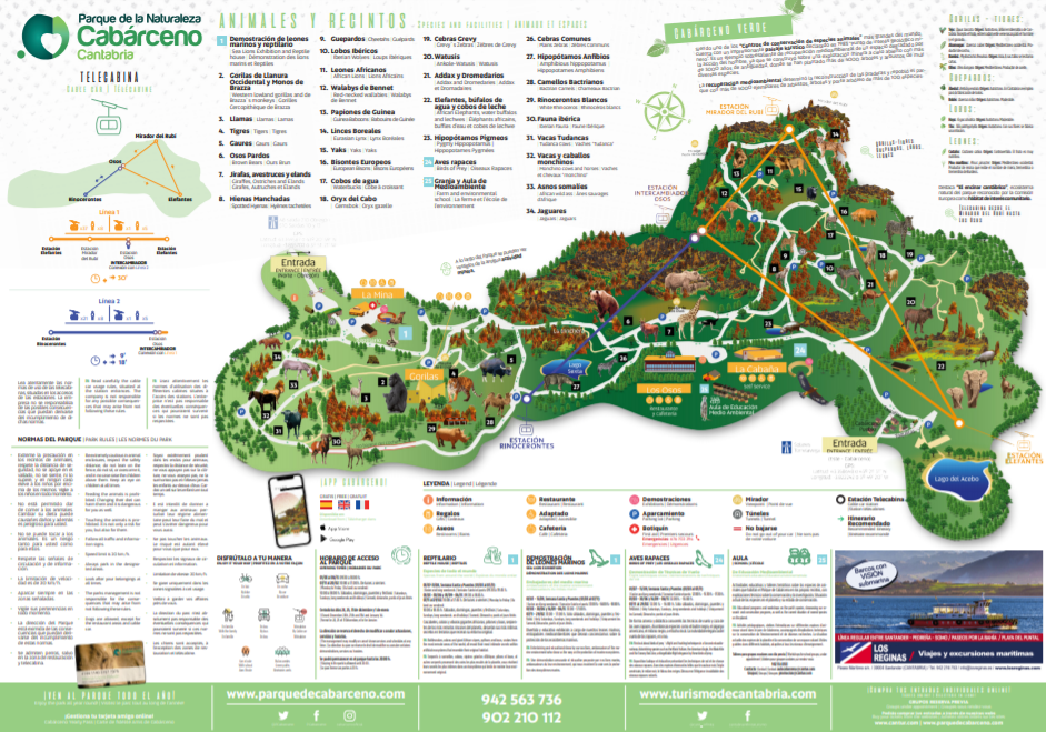 plano del Parque de Cabarceno cantabria actividades