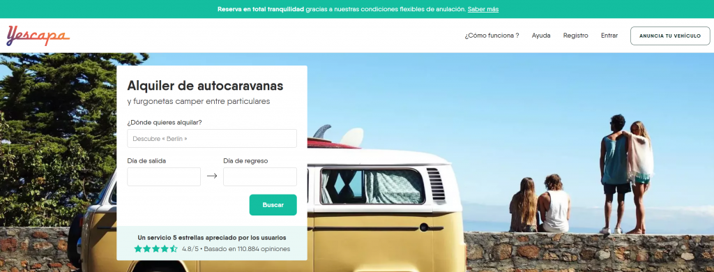 yescapa web reserva autocaravanas