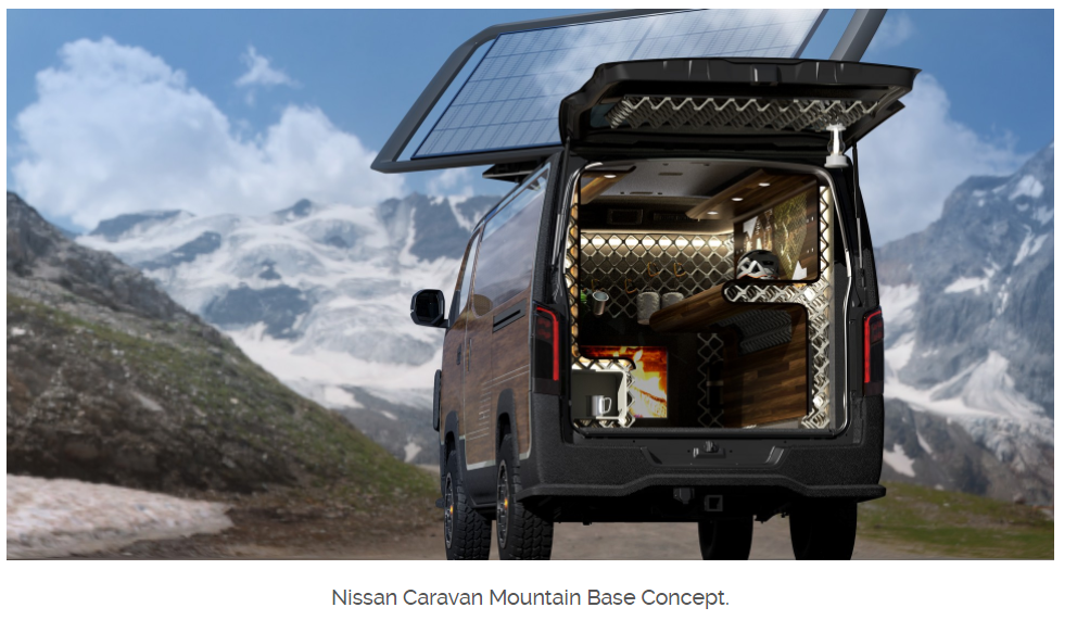  Nissan Caravan Mountain Base Concept interior furgoneta camper con chimenea