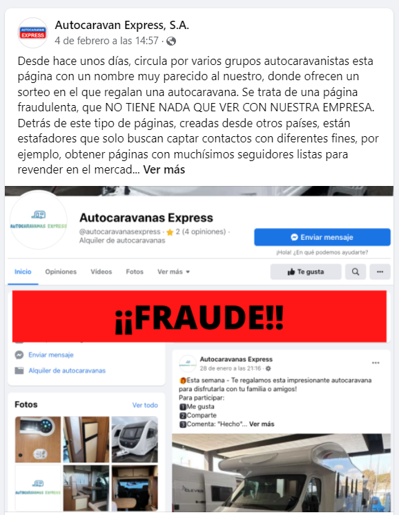 autocaravaranas express fraude sorteo caravana caravio y autocaravanas express